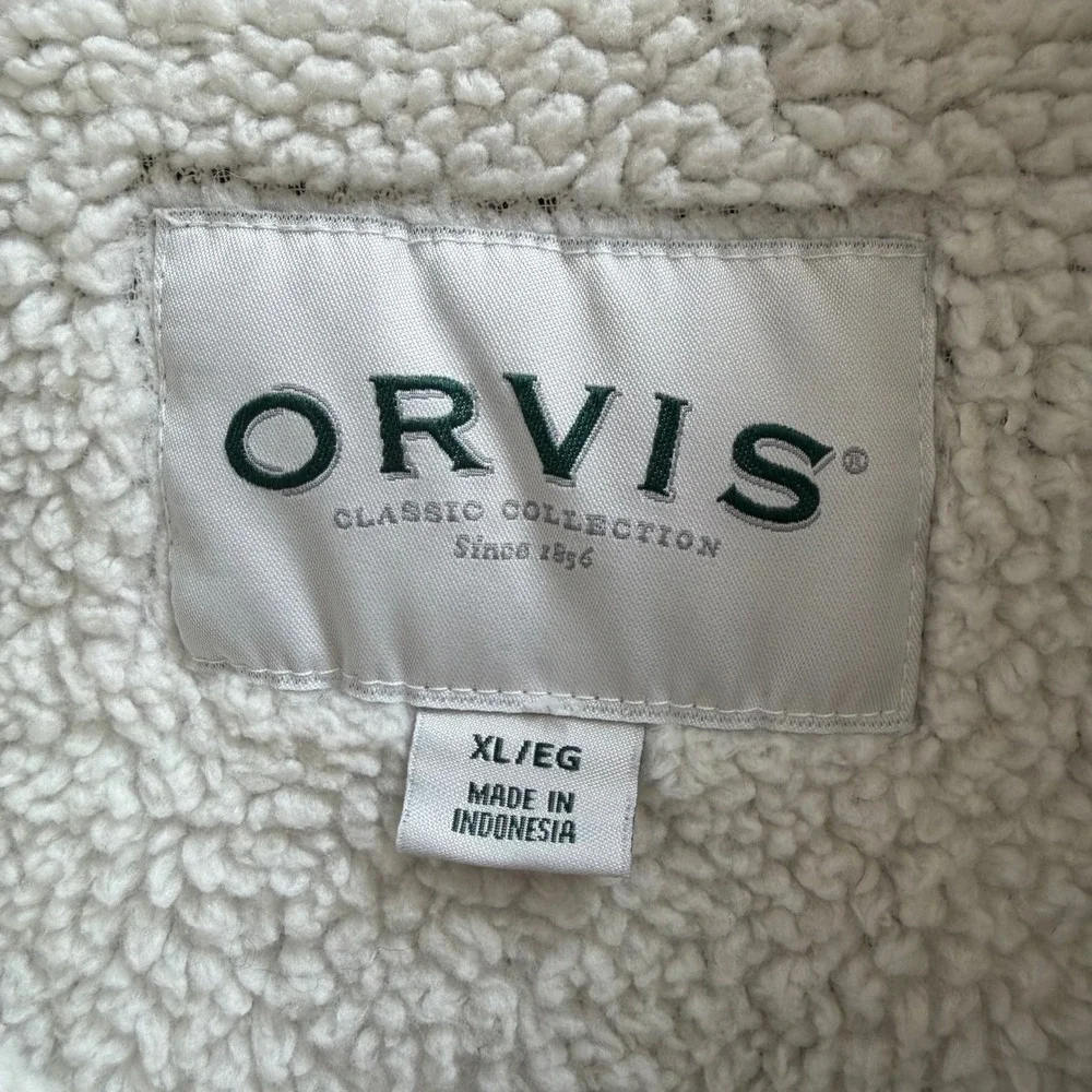 Orvis Men's XL Brown Honeycomb Textured Sherpa Lined Quarter Zip Fleece Pullover